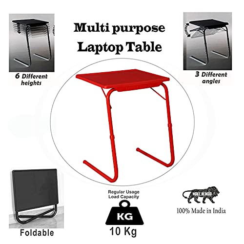 Image of Multipurpose Laptop Study Table Strong Top 6 Heights 3 Angles Portable Adjustable Foldable (Red)