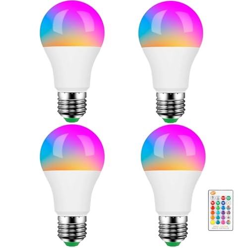SOBROVO 4PC LED RGB Bulb AC85-265V E27 7W 16 Color Magic LED Night Lamp Stage Light(RGBW E27)