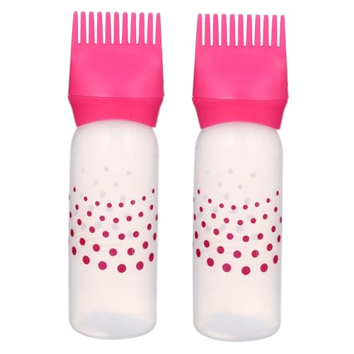 VALICLUD 2 piezas Botellas Aplicadoras para Tinte de Cabello Rosa con Escala Graduada para Peluquería Casa y Salón Aplicador Resistente y Ligero para Distribución Uniforme de Color