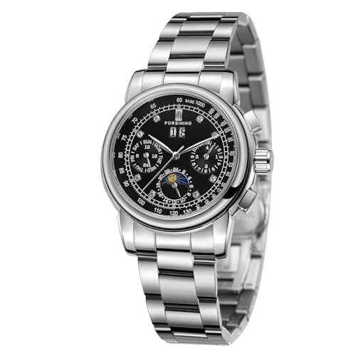Montre automatique femme FORSINING en acier inoxydable avec calendrier