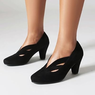 Elerhythm Women's Mary Jane Vintage Heels 1920s Pumps Closed Round Toe 1950s Victorian Retro Shoes