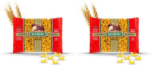 Image of San Remo Elbows Pasta, 500g | Italian-Style Pasta Shape | Quick & Easy Cooking | 100% Vegetarian | No Preservatives (Pack of 2)