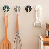 Geometric Adhesive Hook with Strong Load-Bearing Capacity, no-Drill Installation, Leaves no Marks, for Bathroom and Kitchen use, Ideal for Towels and Clothing