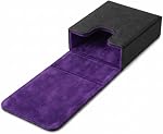 Single Deck Leather Poker Card Case – Playing Card Holder with Magnetic Closure, Fits Standard Poker Size Cards, Premium Card Protector for Travel & Game Night (Black-Purple)
