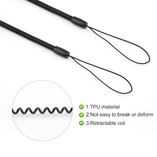 Image of 24pcs Elastic Lanyard Tether for Touch Pens, 11.81in Retractable Pen Leash Coil Spring Straps Anti-Lost Plastic Stylus Lanyard Cord Perfect Tool to Tie Drawing Pen to Touchscreen (Black)