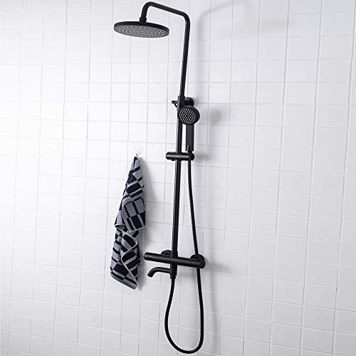 Schwänlein® Duschsystem Regendusche Duschset Duscharmatur Duschsäule Thermostat Brausebatterie mit viele Variant (E)