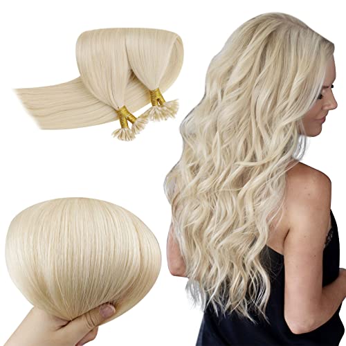 RUNATURE Blonde U Tip Hair Extensions Real Human Hair Bleach Blonde Pre Bonded Remy Human Hair Extensions U Tip Keratin Hair Extensions 50g/50s 22 Inch