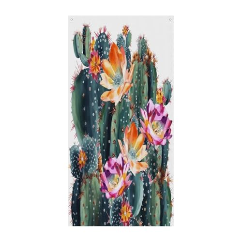Bannière de porte de bienvenue verte grand format 90x180 cm lavable et réutilisable