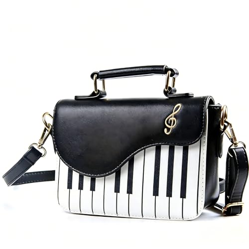 Bolso Satchel con Diseño de Piano y Notas Musicales miniatura 1