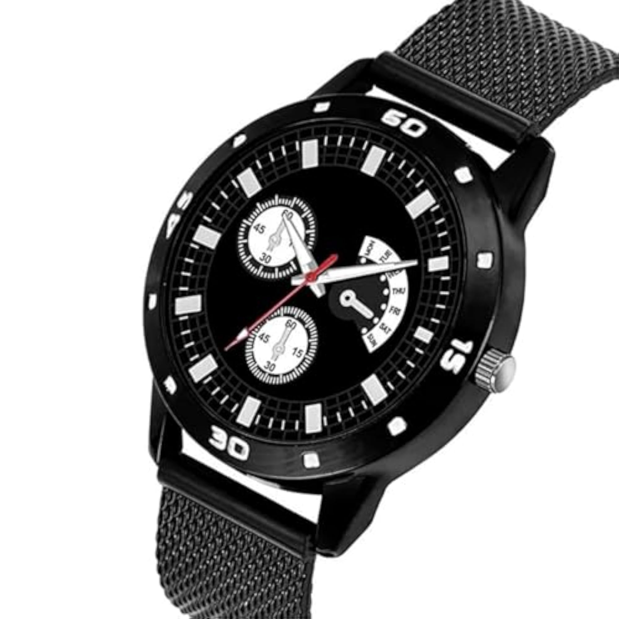 Men's Black Dial PU Band Casual & Formal Wear Watch