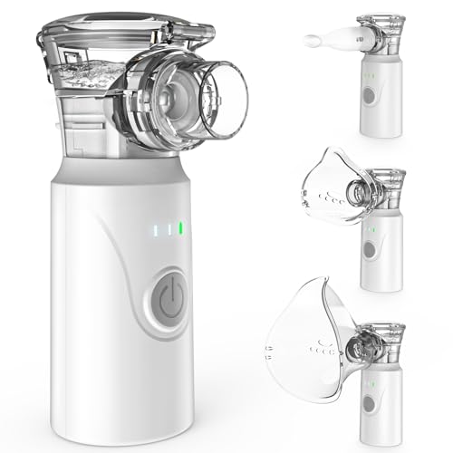 Nigecue Dispositivo de inhalación portátil, set de nebulizador silencioso, inhalador nebulizador recargable por USB