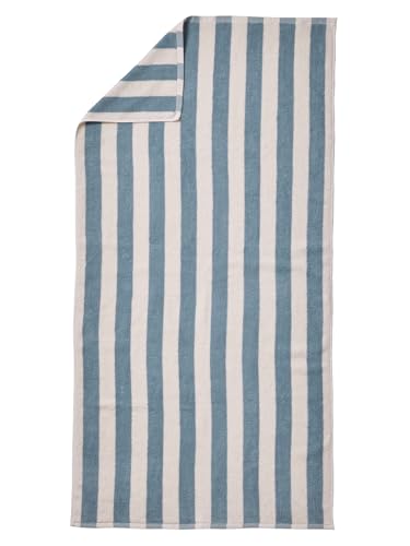 VERTBAUDET Serviette de Bain rayée TRANSAT, avec Coton recyclé rayé Bleu 70X140