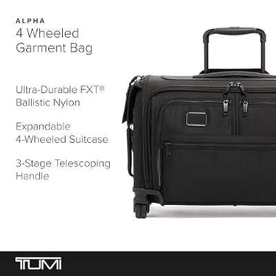 TUMI - Alpha Garment 4 Wheeled Carry-On - Garment Compartment Fits 6 Suits or Dresses - Carry On Luggage for Travel - Black