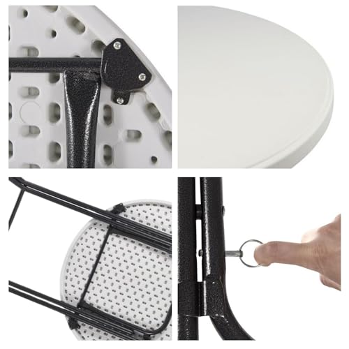 Perel Stehtisch klappbar, Bistrotisch, Klapptisch, stehtisch Outdoor wetterfest, Stehbiertisch rund, hoch, für Terrasse, Balkon, Garten, tragbar, Ø 80 x 110 cm, weiß