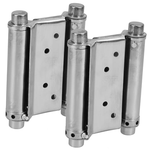 BESTonZON 2個 ステンレス製スプリング蝶番 両開き自動閉鎖機能付き 屋外ドア フェンス用小型ヒンジ 耐久性と利便性を兼ね備えたダブルスイン