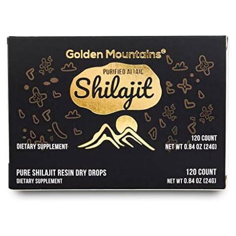 Premium Pure Shilajit Dry Drops by Siberian Green Altai "Golden Mountains" - 120 Count (200 mg) Food Supplement Fulvic Acid Cover