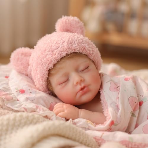 Cloveray 12inch Silicone Reborn Baby Doll, Full Body Silicone Baby with Hand-Rooted Hair, Soft Realistic Cute Doll with 2 Outfits, Blanket & Pacifier, Gift for Kids(Blond Hair)