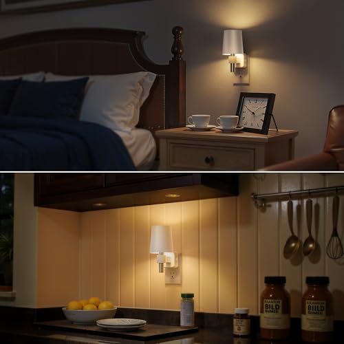 Image of Briignite Night Light, Dimmable Night Lights Plug into Wall, Dusk to Dawn Sensor, Soft White 3000K, 0-100LM, Plug in NightLight, Vintage Night Light Compact for Hallway Bedroom Stairway
