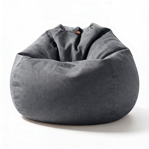 Aiire Sofa Puff Salon Moderno - 90x65 Sillon Puf Gigante Xxl Con Relleno Incluido Para Habitacion Juvenil O Adolescente - Bean Bag Chair Gamer - Puffs Infantiles De Diseño Gris