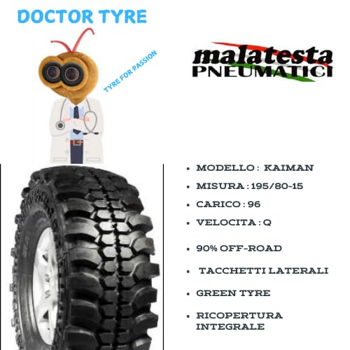 Doctor Tyre by MALATESTA KAIMAN 195/80 R15 96Q M/T – Pneumatico Ricostruito Off-Road 4x4 – Battistrada Mud Terrain – Made in Italy