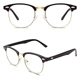 CGID 50er Jahre Retro Nerd Brille Halbrahmen Hornbrille Stil Rockabilly Streberbrille,Rot Schwarz