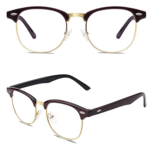 Image of Happy Store CN56 Vintage Inspired Classic Horn Rimmed Nerd UV400 Clear Lens Glasses