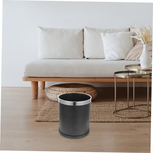 Basurero de hierro rectangular negro para cocina y baño miniatura 3