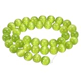 QUARKZMAN 38 Piezas De Cuentas De Ojo De Gato Verde Azulado Claro 10mm Redondas Sueltas De Cristal De Gema Lisa Para Hacer Joyería Pulseras Collares Aretes DIY