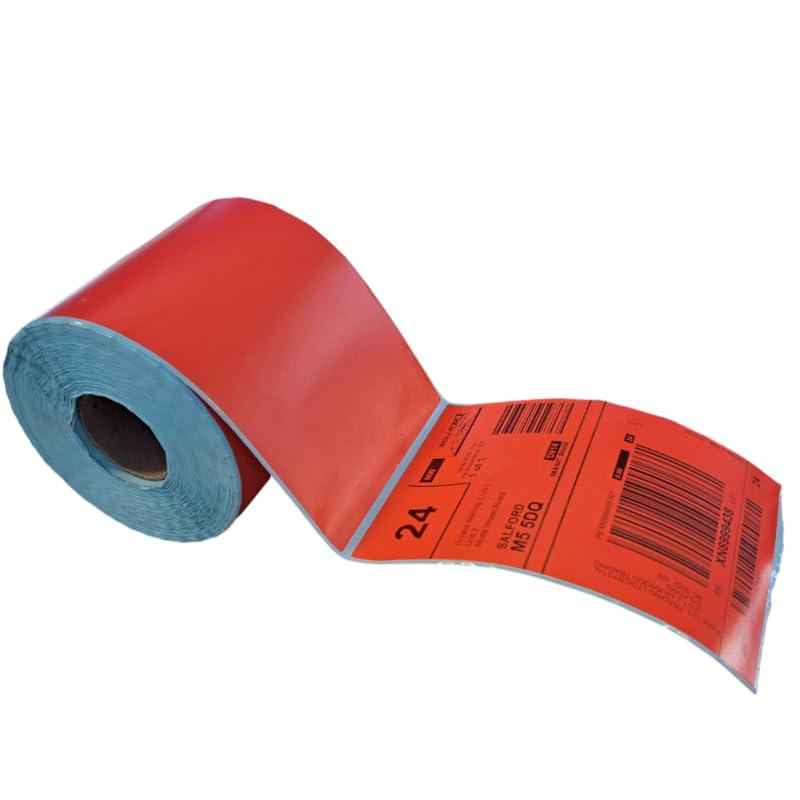 16 x Red Direct Thermal Labels Rolls (4 x 6) (100 x 150mm) Address Label Ebay Amazon Shopify Shipping Zebra and More Printers Sticky Self-Adhesive (350 Labels on a roll)