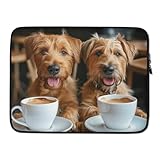 Irish-Terrier KAFFEEFREUNDE – Laptop-Hülle Hunde-Café Freude – Premium Neopren Laptoptasche mit lustigen Hundemotiven (15 Zoll)