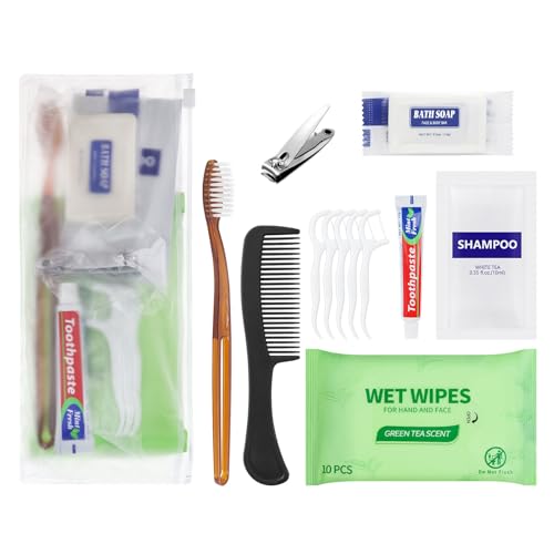 Gisdo Pack of 50 Travel Size Toiletries Kit Individually Packed,Personal Hygiene Kit for for Men, Women & Charity - Disposable Homeless Care Package Supplies Bulk