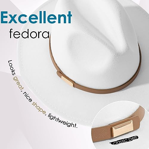 Image of Fedora Hats for Men Wide Brim Panama Hat with Classic Belt