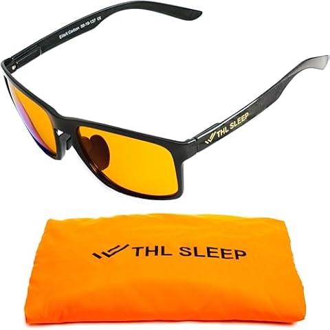 Carbon Fiber Blue Light Blocking Glasses for Better Sleep - Orange Gaming Glasses for Computer, TV, Smartphone - EliteX Carbon Amber Nighttime Migraine Gamer Glasses for Screen Eye Strain & Fatigue Cover