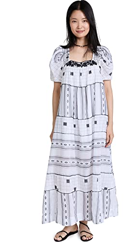 Free People Jamie Embroidered Maxi Black/White MD (Women's 8-10)