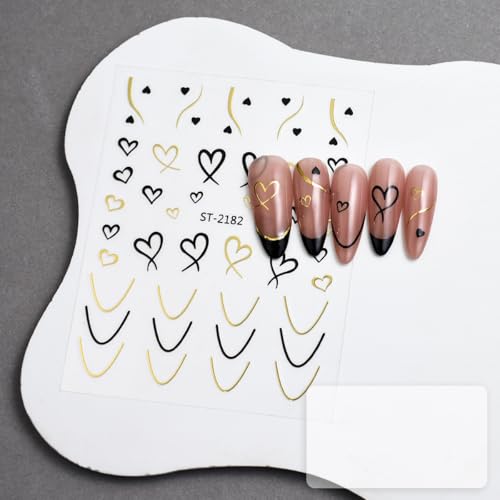 Gold Kalp Tırnak Sticker Etiketi, Nail Art 2182G