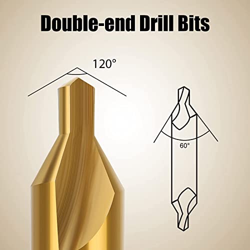 7 Pieces Center Drill Bits Kit, Sunjoyco M2 High Speed Steel Center Drill Bit Set, 60-Degree Angle Countersink Tools For Lathe Metalworking, Size 1.0 1.5 2.0 2.5 3.0 4.0 5.0 #TOP3