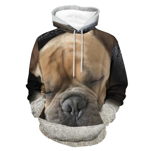 Hoody sweatshirt pull pour homme femme motif carlin, sweat à capuche manche longue