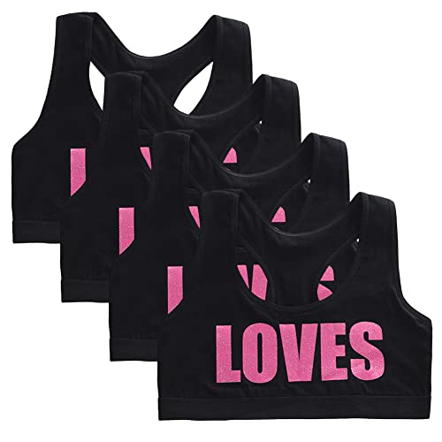 4 peças/conjunto de sutiã nadador sem costura Loves Letter Print algodão confortável sutiã esportivo