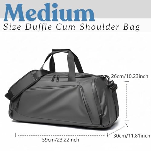 Image of CAVALO - Be Unique 3-in-1 Convertible Gym Bag Backpack for Men & Women | Waterproof Travel Duffle Bag with Shoe Compartment & Luggage Trolley Sleeve | Cabin Luggage Trekking & Weekend Bag (Grey)