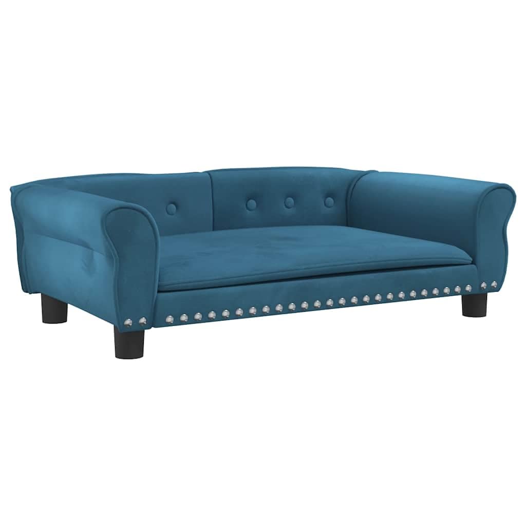 vidaXL Cama para Perros de Terciopelo Azul 95x55x30 cm, sofá para Perros, Cama para Cachorros, Asiento para Perros, sofá para Mascota