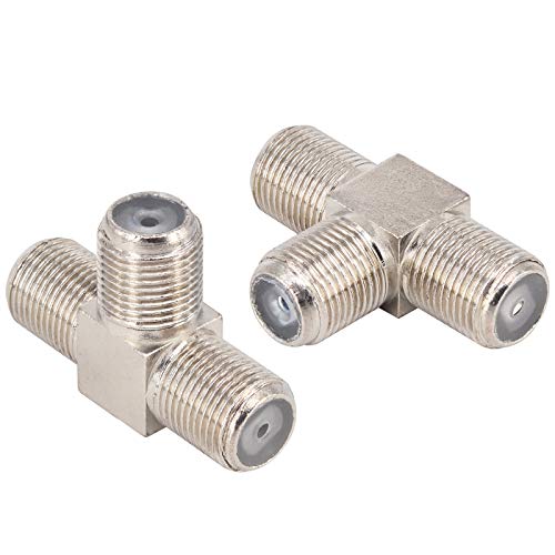 BOOBRIE Conector Splitter Tipo F Adaptador Coaxial F Hembra a Doble F Hembra Adaptador 3 Vías Conector de Antenna TV Satelital Adaptador Coaxial RG6 para Video VCR, Antena, Cable, Satélite, Sky, DVD Cover