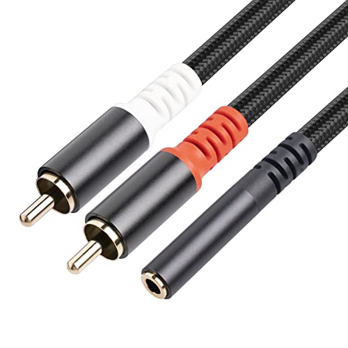 3.5Mm To 2 Rca Cable, Gold Plated Copper Shell Heavy Duty 3.5Mm Female To 2Rca Stereo Audio Adapter Extension Cable, 11.8 Inch（2Pack） (2Rca Male-2Pack) #TOP4