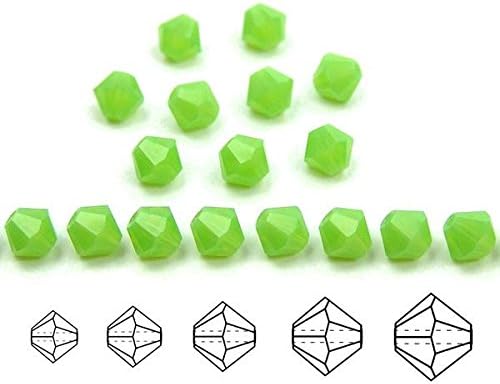 3mm Green Opal, Czech MC Bicone Beads (Rondell, Diamond Shape Crystals), 2.5 Gross = 360 Pieces