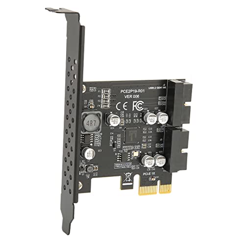 Carte USB3 Pcie en Métal, électronique USB 3 Pcie Karte Intern Pcie vers USB 3.2 Carte d'extension 5 Gbit/s Haute Vitesse Usb3.2ont Gen1 Carte d'extension Double Port 19