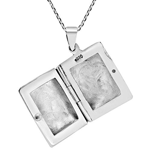AeraVida 18-Inch Necklace Sterling Silver Polished Holder Locket Minimalist Rectangular Keepsake Engrave Memory | Elegant Valentine’s Day Jewelry by AeraVida - Image 2