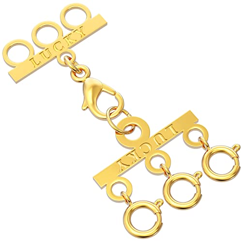 Dailyacc Lucky Necklace Layering Clasp 18K Gold and Silver Multi Strand Clasps for Stackable Necklaces