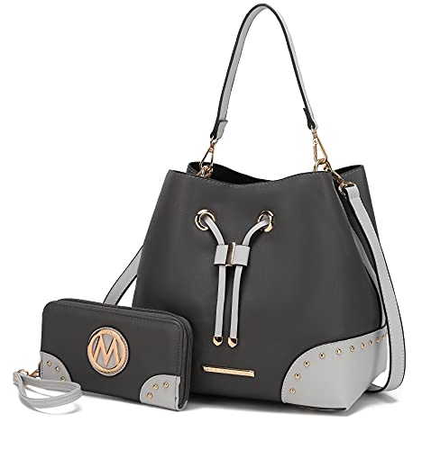 Image of MKF Collection Women's Bucket Bag With Wristlet Wallet, Vegan Leather Hobo Bag Handbag Set Crossbody Bag by Mia K
