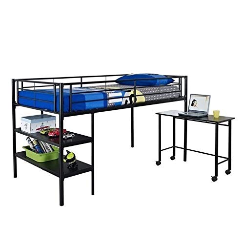 Walker Edison Metal Black Twin Low Loft Bunk Floating Bed ...