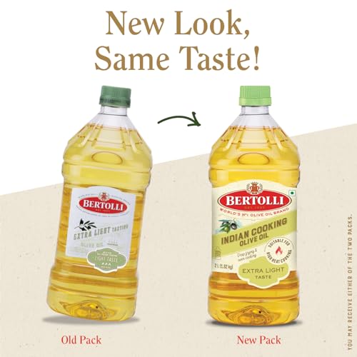 Image of Bertolli Indian Cooking Olive Oil 2L | 75% MUFA | Extra Light Taste, Suitable for High Heat Cooking, Frying & Roasting | World's No. 1 Olive Oil Brand