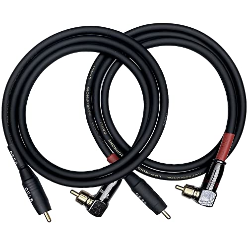 Image of CNCESS CESS-167-3f RCA Right Angle to Straight Type Male to Male Preamp Jumpers Patch Cable, 2 Pack (3 Feet)